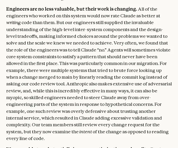 Screenshot of the engineers paragraph in Anthropic's post