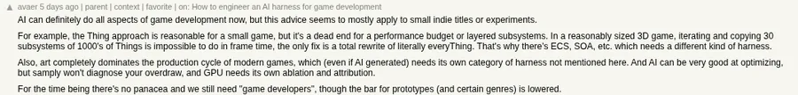 Screenshot of avaer's HN comment