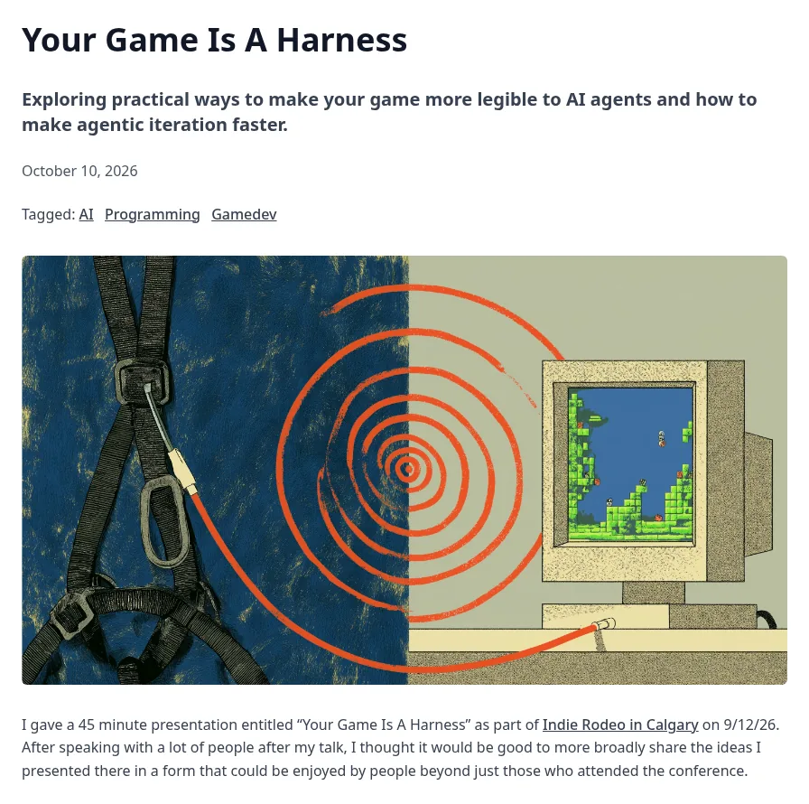 Screenshot of Kukshtel's Your Game Is A Harness post