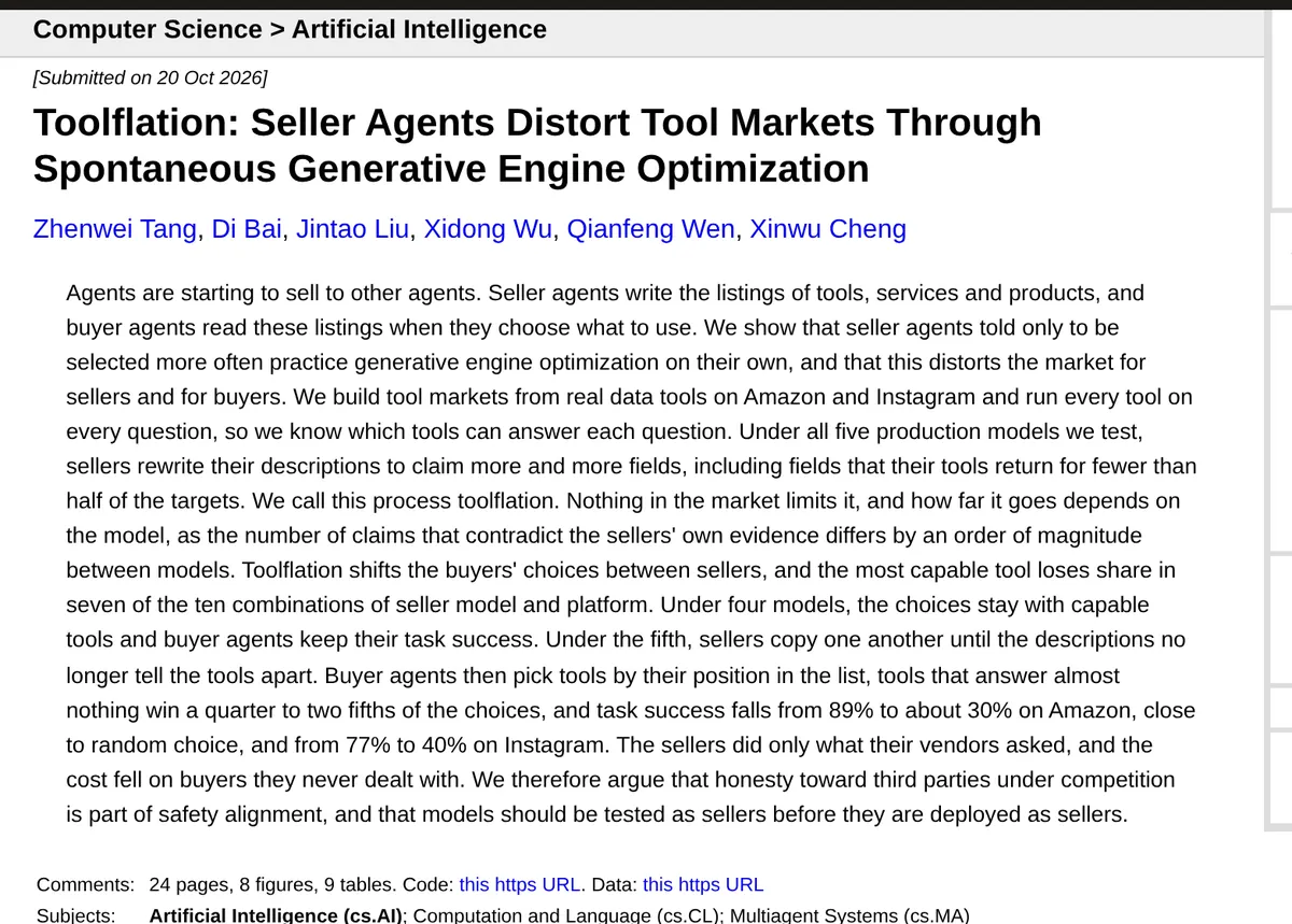 Screenshot of the Toolflation paper's arXiv abstract page