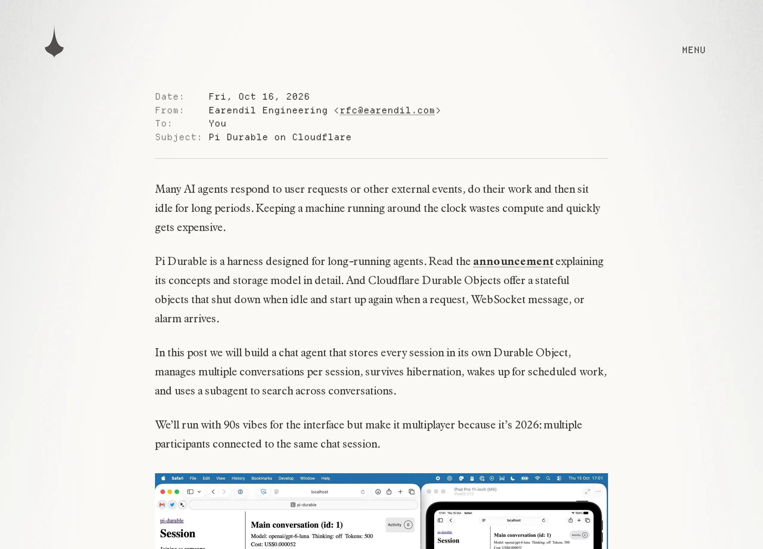 Screenshot of Pi Durable on Cloudflare
